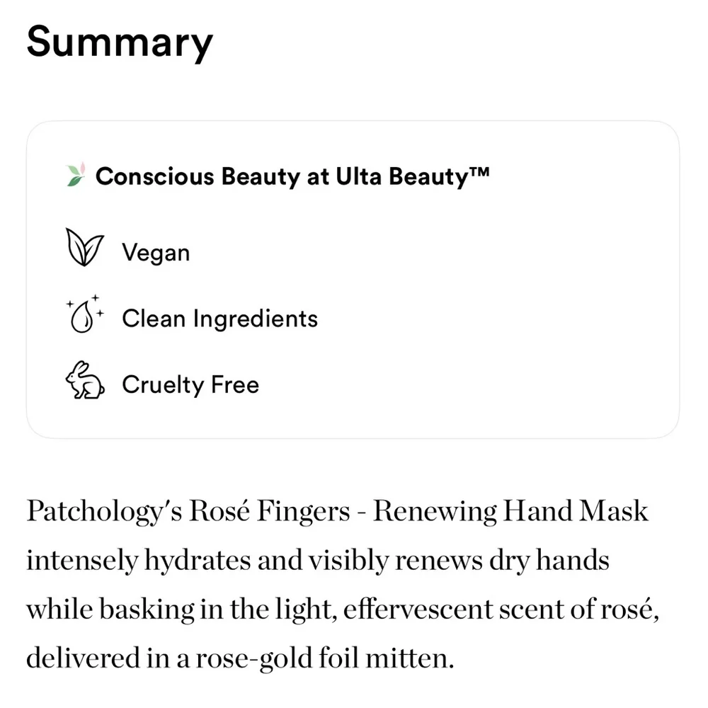 🦋$8 ~ Patchology ~ Rosé Fingers - Renewing ~ Hand Mask ~ NEW